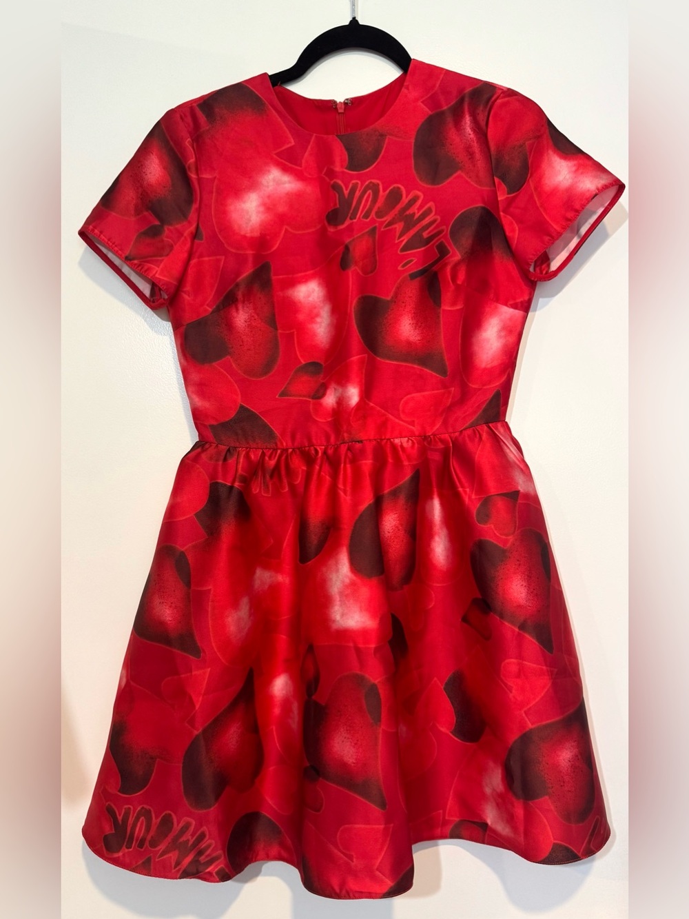 Valentino L’Amour Heart Print Wool-Silk Mini Dress Red IT 36